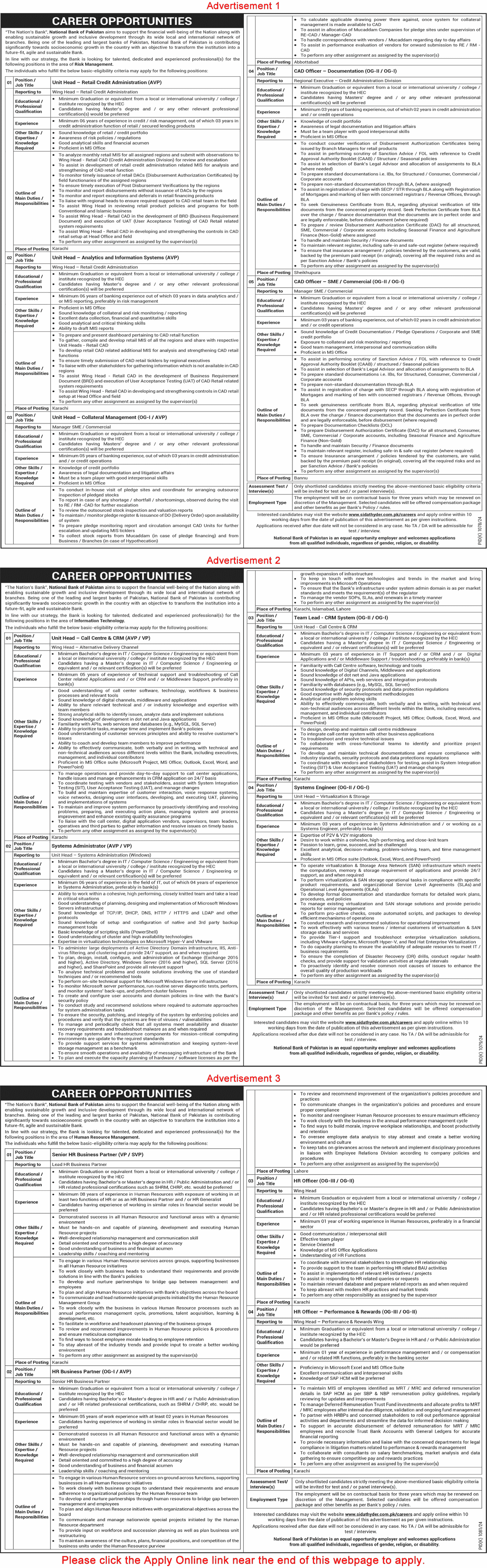 National Bank of Pakistan Jobs October 2024 Apply Online
